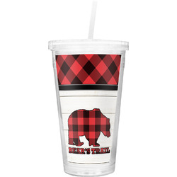 Lumberjack Plaid Double Wall Tumbler with Straw (Personalized)