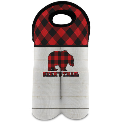 Lumberjack Plaid Wine Tote Bag (2 Bottles) (Personalized)