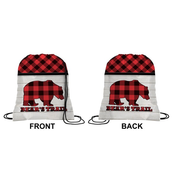 Lumberjack Plaid Drawstring Backpack Front & Back Small