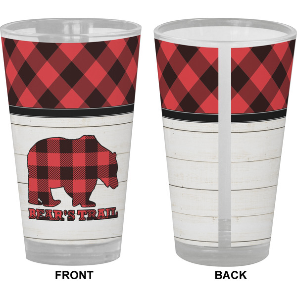 Lumberjack Plaid Pint Glass - Full Color - Front & Back Views