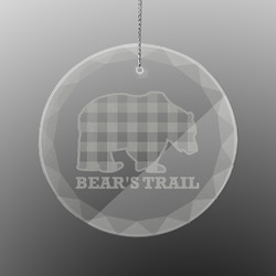 Lumberjack Plaid Engraved Glass Ornament - Round (Personalized)