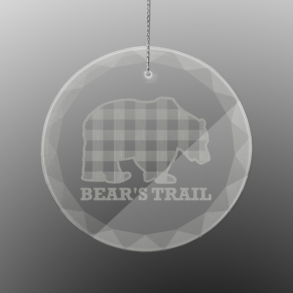 Custom Lumberjack Plaid Engraved Glass Ornament - Round (Personalized)