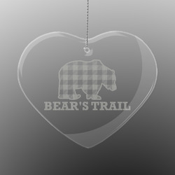 Lumberjack Plaid Engraved Glass Ornament - Heart (Personalized)