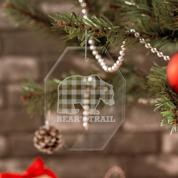 Lumberjack Plaid Engraved Glass Ornaments - Octagon (Lifestyle)