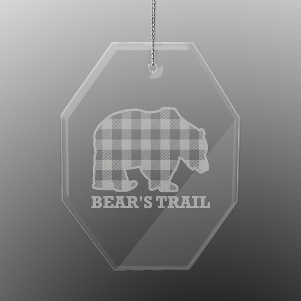 Custom Lumberjack Plaid Engraved Glass Ornament - Octagon (Personalized)
