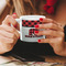 Lumberjack Plaid Espresso Cup - 6oz (Double Shot) LIFESTYLE (Woman hands cropped)