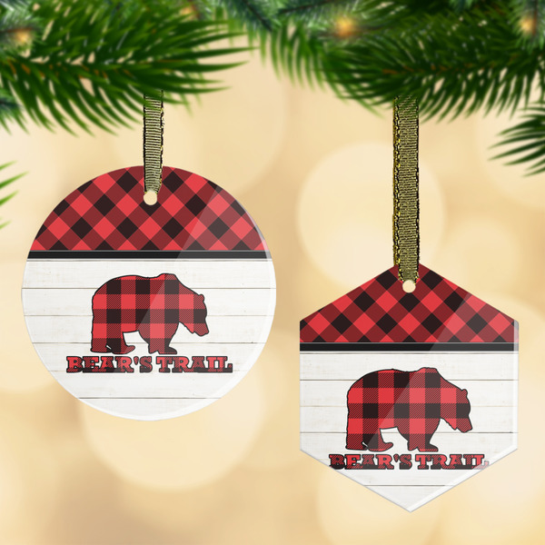 Custom Lumberjack Plaid Flat Glass Ornament w/ Name or Text