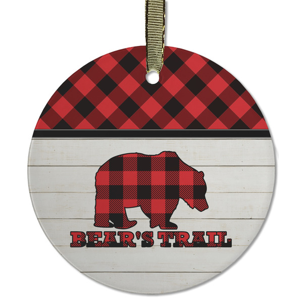 Lumberjack Plaid Frosted Glass Ornament - Round