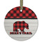 Lumberjack Plaid Flat Glass Ornament - Round w/ Name or Text