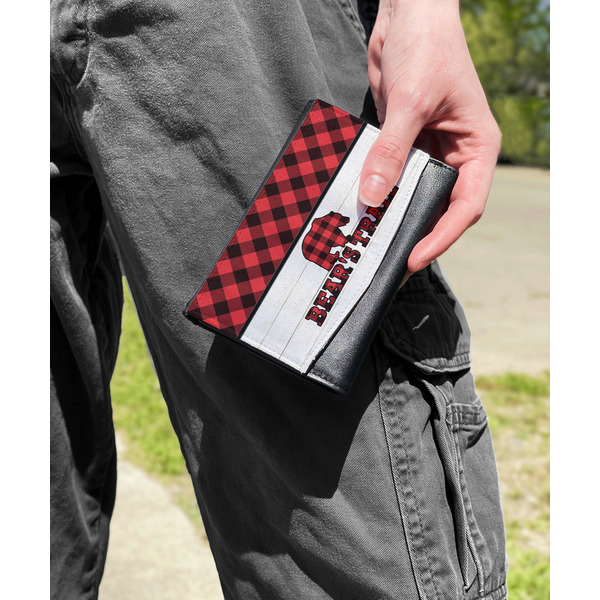 Lumberjack Plaid Genuine Leather Womens Wallet - In Context