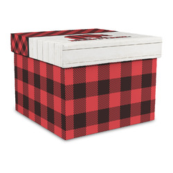 Lumberjack Plaid Gift Box with Lid - Canvas Wrapped - Large (Personalized)