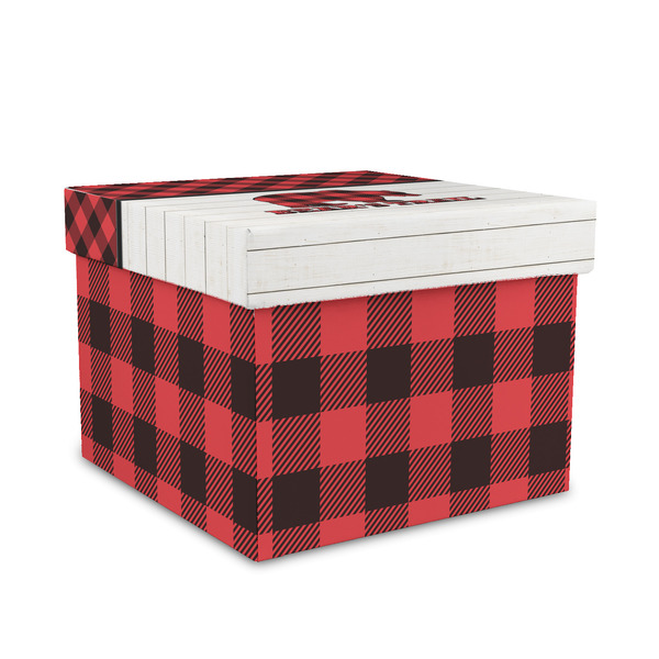 Custom Lumberjack Plaid Gift Box with Lid - Canvas Wrapped - Medium (Personalized)
