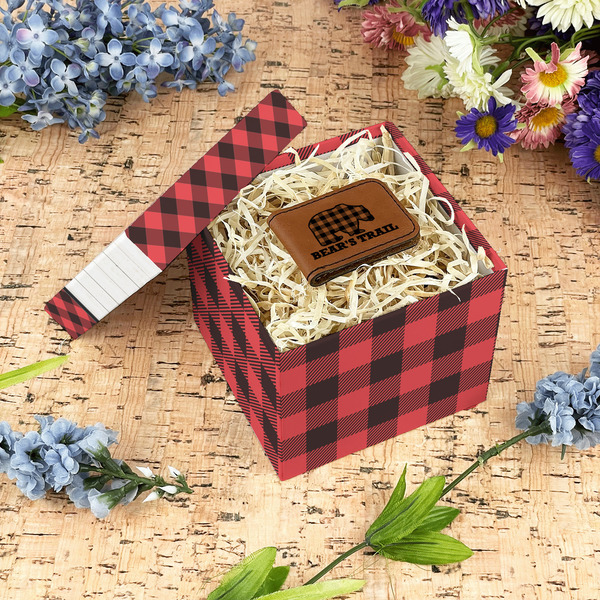 Lumberjack Plaid Gift Boxes with Lid - Canvas Wrapped - Small - In Context