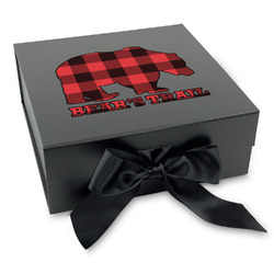 Lumberjack Plaid Gift Box with Magnetic Lid - Black (Personalized)