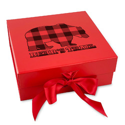 Lumberjack Plaid Gift Box with Magnetic Lid - Red (Personalized)