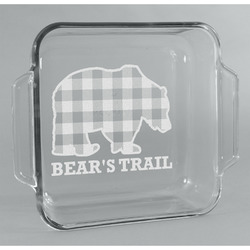 Lumberjack Plaid Glass Cake Dish - 8in x 8in (Personalized)