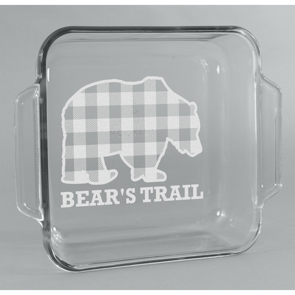 Custom Lumberjack Plaid Glass Cake Dish - 8in x 8in (Personalized)