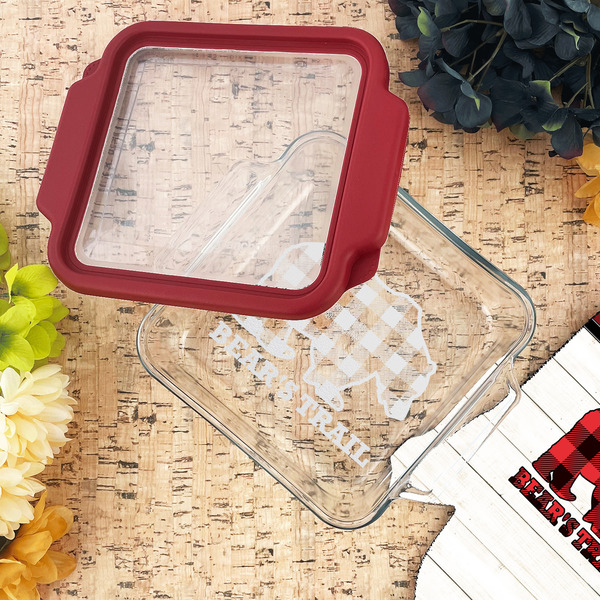 Lumberjack Plaid Glass Cake Dish - LIFESTYLE (8x8)