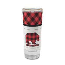 Lumberjack Plaid 2 oz Shot Glass - Glass with Gold Rim (Personalized)