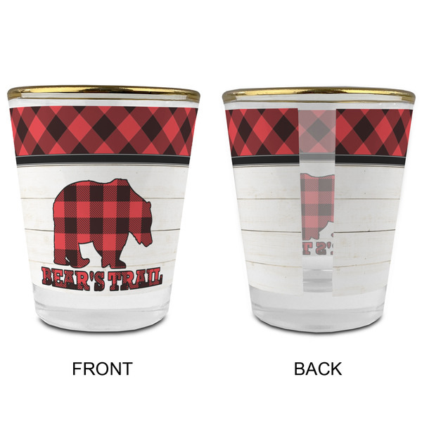 Lumberjack Plaid Glass Shot Glass - with gold rim - APPROVAL