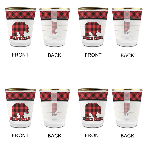 Lumberjack Plaid Glass Shot Glass - with gold rim - Set of 4 - APPROVAL