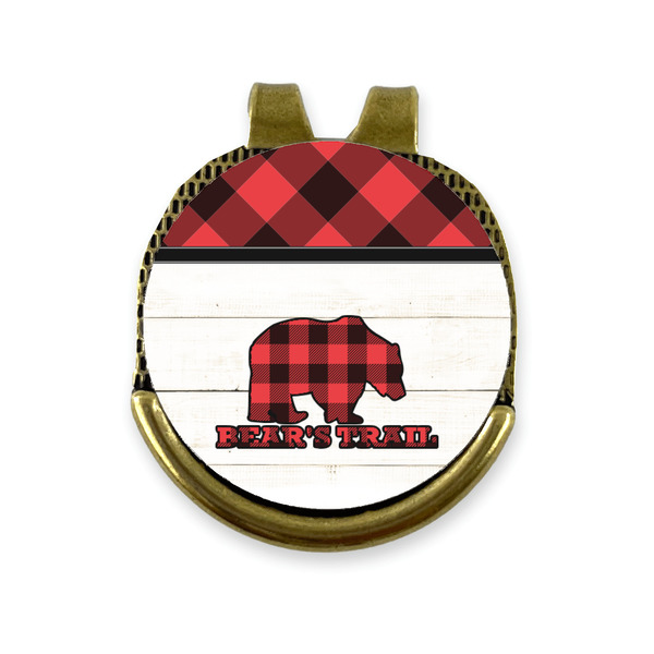 Custom Lumberjack Plaid Golf Ball Marker - Hat Clip - Gold