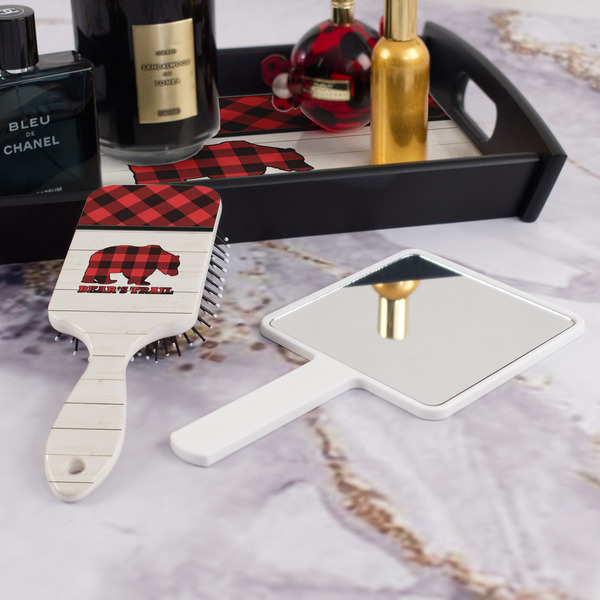 Lumberjack Plaid Hair Brush - With Hand Mirror