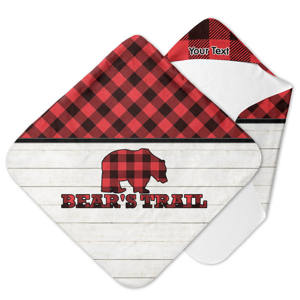 Custom Lumberjack Plaid Hooded Baby Towel (Personalized)