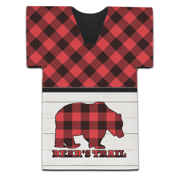 Lumberjack Plaid Jersey Bottle Cooler - Set of 4 - FRONT (flat)
