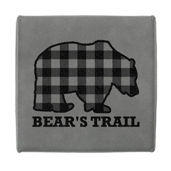 Lumberjack Plaid Jewelry Gift Box - Engraved Leather Lid (Personalized)