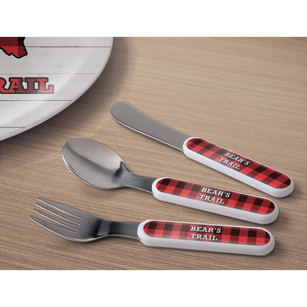 Lumberjack Plaid Kids Flatware w/ Plate