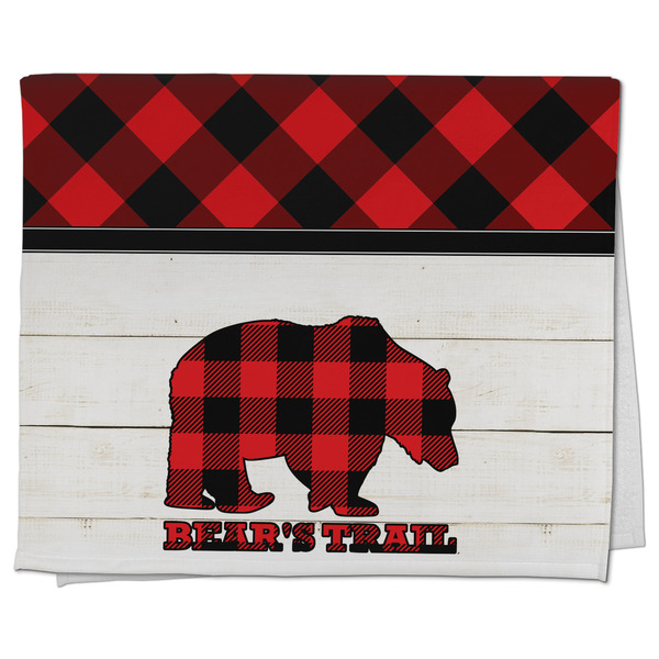 Custom Lumberjack Plaid Kitchen Towel - Poly Cotton w/ Name or Text