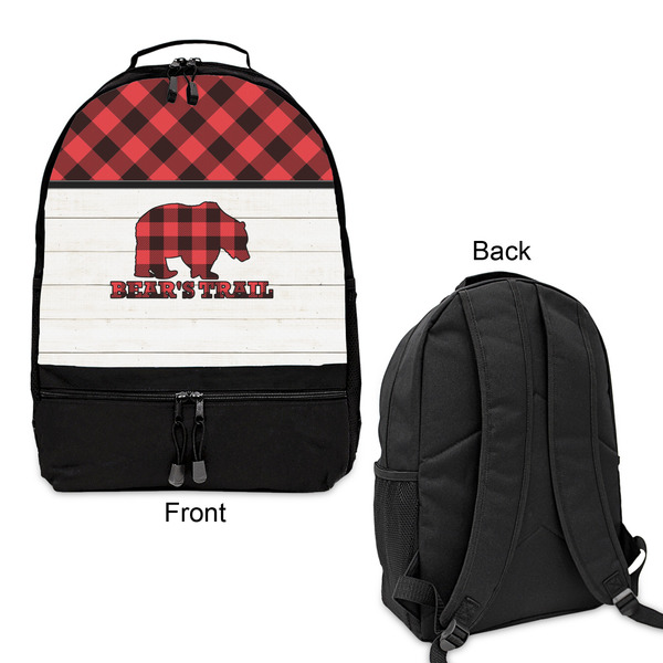 Lumberjack Plaid Large Backpack - Black - Front & Back View