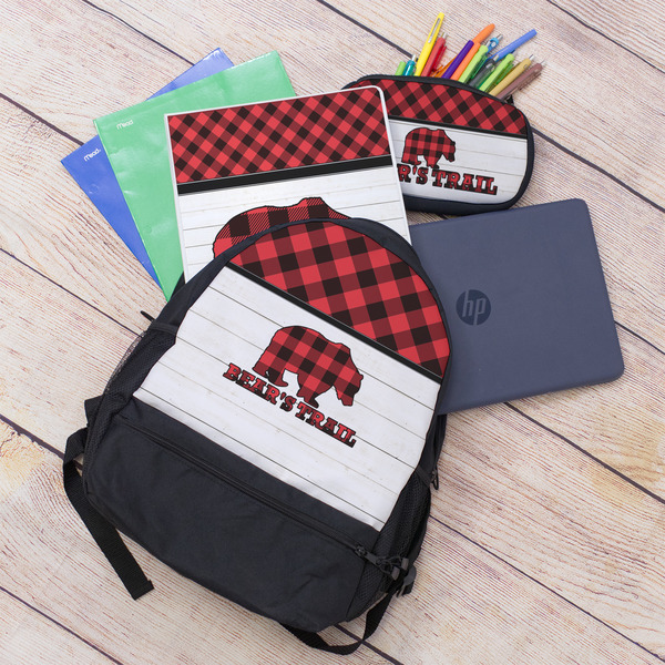 Lumberjack Plaid Large Backpack - Black - With Stuff