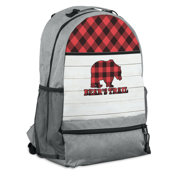 Custom Lumberjack Plaid Backpack - Grey (Personalized)