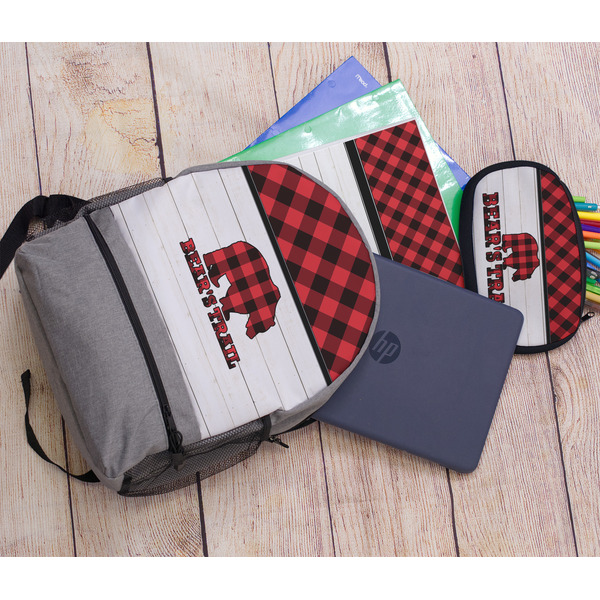Lumberjack Plaid Large Backpack - Gray - With Stuff