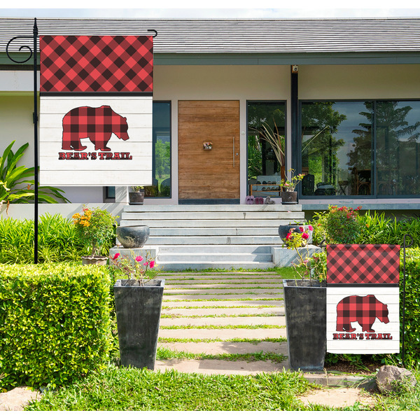 Custom Lumberjack Plaid Large Garden Flag - Double Sided (Personalized)