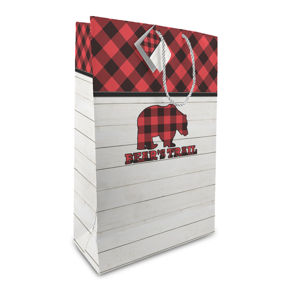 Custom Lumberjack Plaid Large Gift Bag (Personalized)