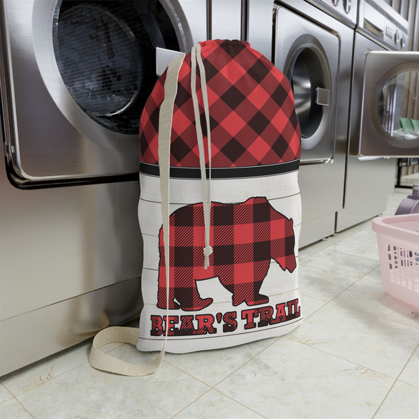 Lumberjack Plaid Large Laundry Bag - In Context
