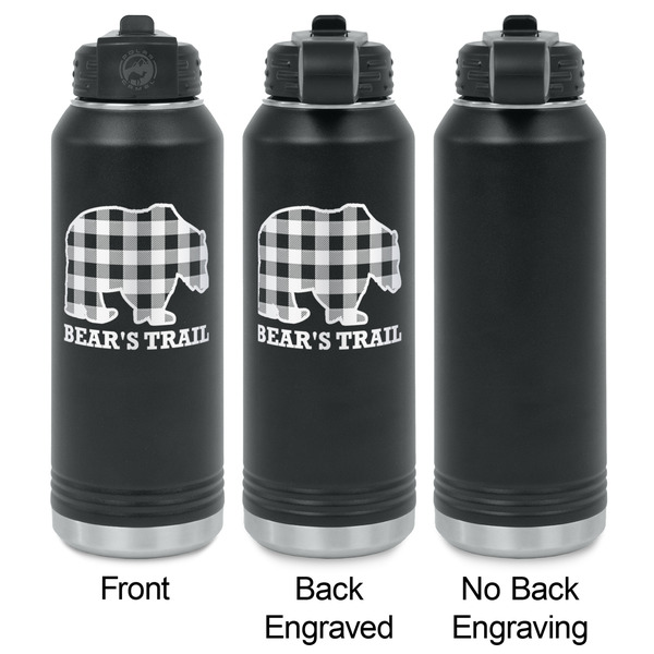 Lumberjack Plaid Laser Engraved Water Bottles - 2 Styles - Front & Back View