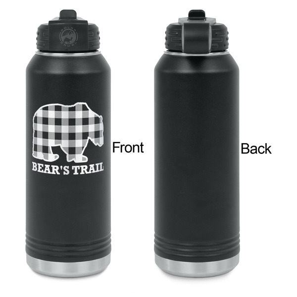 Lumberjack Plaid Laser Engraved Water Bottles - Front Engraving - Front & Back View