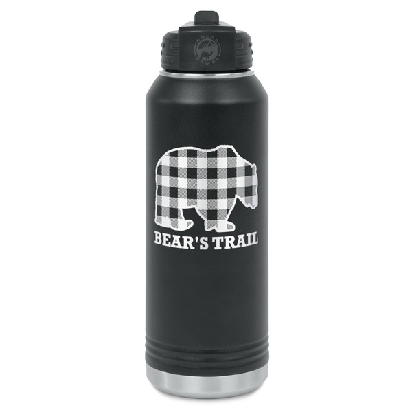 Custom Lumberjack Plaid Water Bottle - Laser Engraved - Front (Personalized)