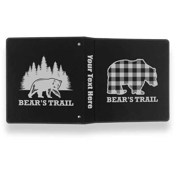 Lumberjack Plaid Leather Binder - 1" - Black- Back Spine Front View