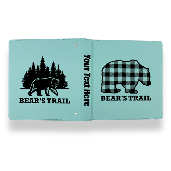 Lumberjack Plaid Leather Binder - 1" - Teal - Back Spine Front View