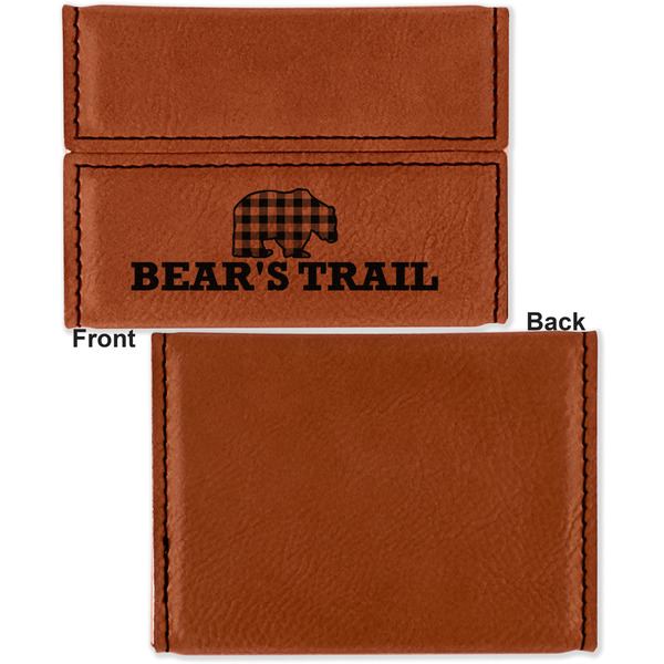 Lumberjack Plaid Leather Business Card Holder Front Back Single Sided - Apvl