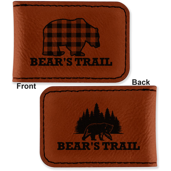 Lumberjack Plaid Leatherette Magnetic Money Clip - Front and Back