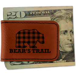 Lumberjack Plaid Leatherette Magnetic Money Clip - Double Sided (Personalized)