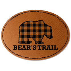 Lumberjack Plaid Faux Leather Iron On Patch - Oval (Personalized)