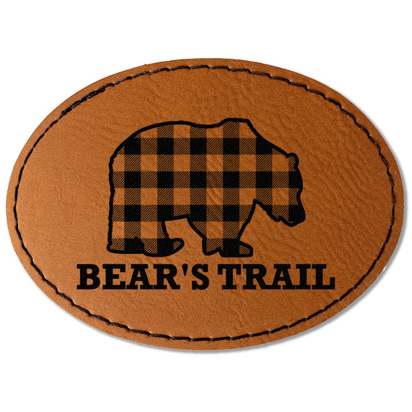 Custom Lumberjack Plaid Faux Leather Iron On Patch - Oval (Personalized)