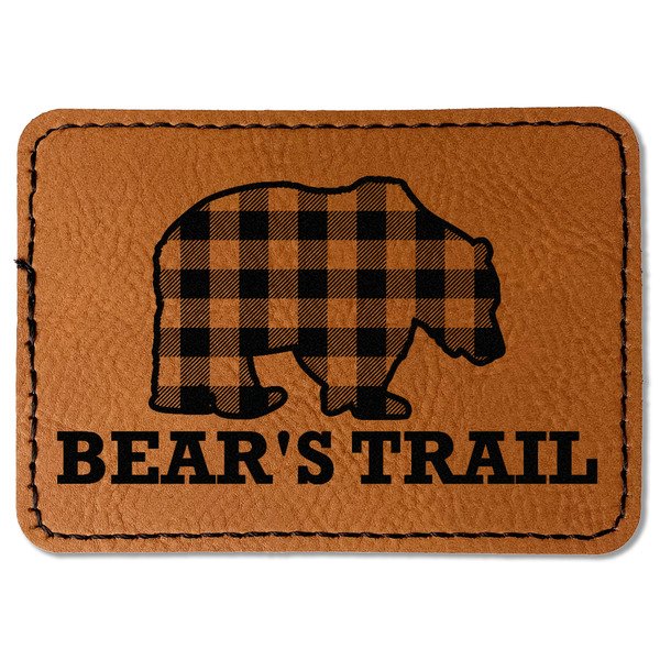 Custom Lumberjack Plaid Faux Leather Iron On Patch - Rectangle (Personalized)